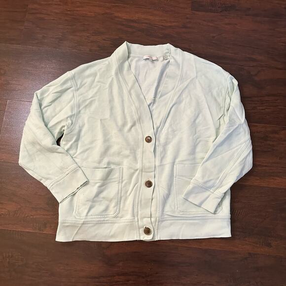 Vince. light seafoam blue long sleeve cotton cardigan size M - Picture 5 of 11